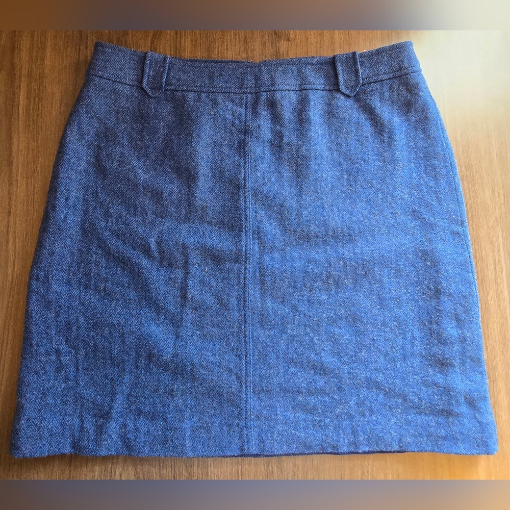 Talbots Royal Blue Wool Blend Herringbone Skirt Size 14 Office Attire - Picture 2 of 10
